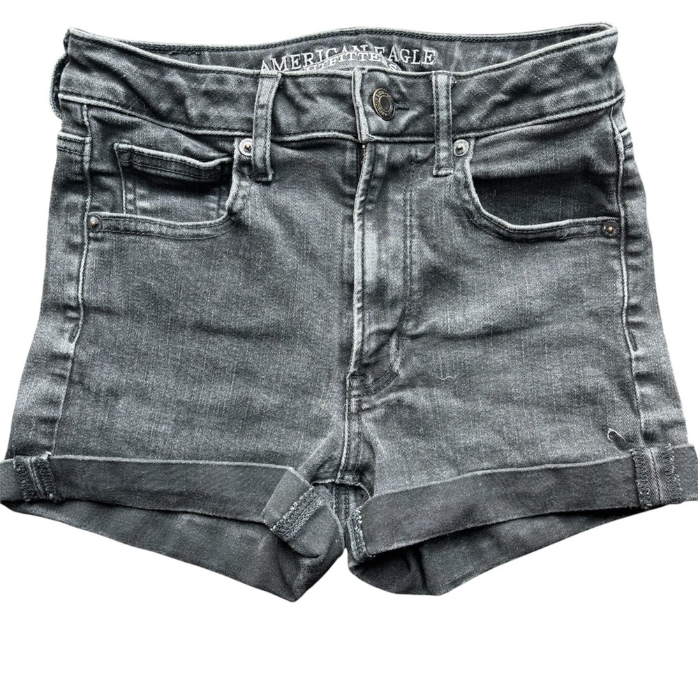 American Eagle Outfitters Gray Jean Shorts Modern Fit Stretch size 2 cuffed